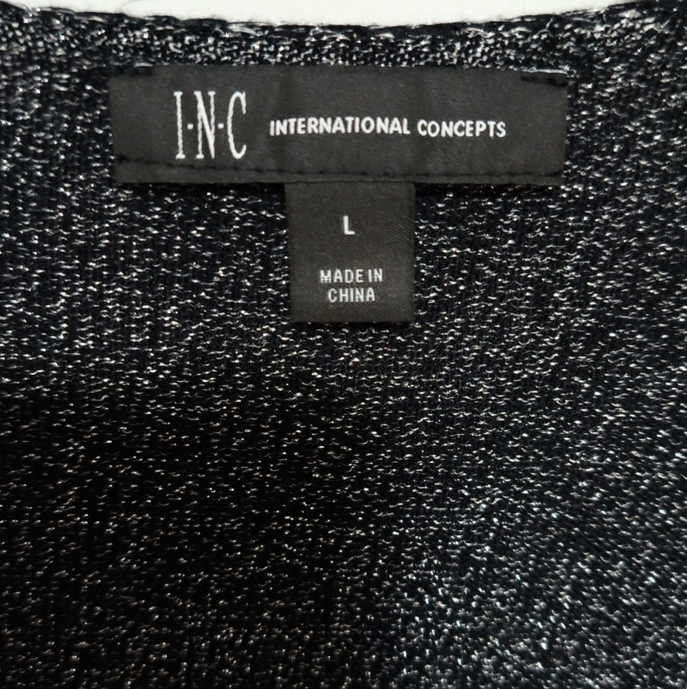 [5x$20] New I.N.C. Black Silver Metallic Sweater / Size L - Picture 5 of 11
